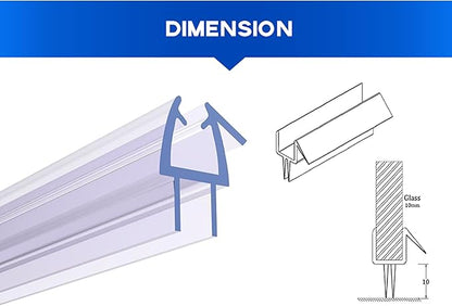 B1 Shower Door Bottom Seal Sweep Stop Shower Leaking, 3-Pack*15.7inch Frameless Glass Seal Strip for 3/8″ Glass, Total Length 47″, 3 Section Segmented Installation(15.7inch*3)