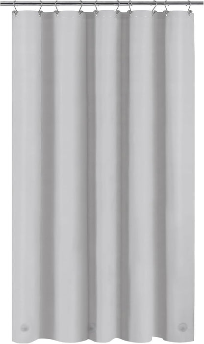 Barossa Design 54W x 78H Stall Shower Curtain Liner Silver Gray - Waterproof Lightweight PEVA Plastic Shower Liner with 3 Magnets & Metal Grommets - Gray Silver