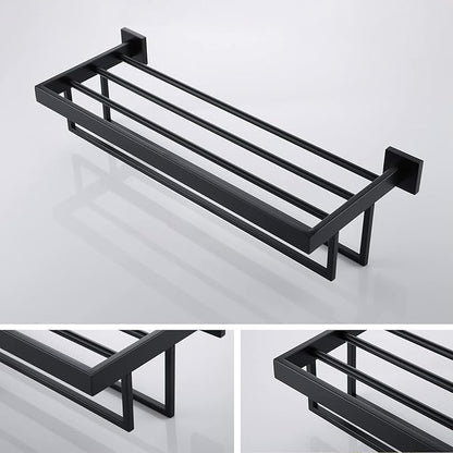 KOKOSIRI Matte Black Towel Rack 24'' Bathroom Towel Shelf with Double Towel Bars SUS304 Stainless Steel Wall Mounted, B6003BK
