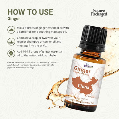Ginger Essential Oil - Direct from Bio-Young Aromas - Pure Ginger Oil for Skin - Aceite de Jengibre - Aromatherapy 100% Therapeutic Premium Grade (22lbs)