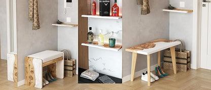 RWA Straight Edge Floating Shelf – Unique Wood Floating Shelf for Wall Decor, Living Room, Bedroom, or Bathroom – Sleek Decorative Wall Shelves for Home & Office (Straight/Platinum, Small - 12x6)