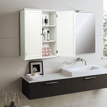 Wall Mount Bathroom Storage Cabinet, White Bathroom Cabinet with Doors and Adjustable Shelves, Wall Cabinet for Bathroom Above Toilet, Medicine Cabinet Wall Mounted, Wood