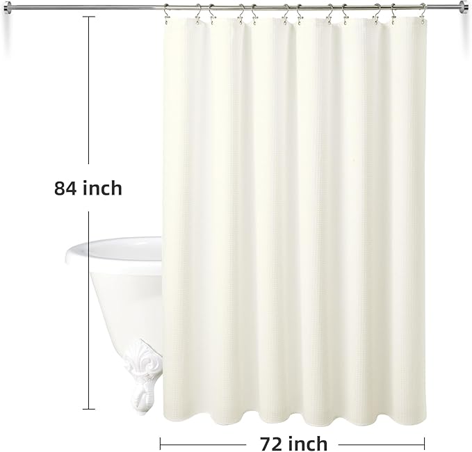 LaCyan 3 in 1 Waterproof Waffle Weave Shower Curtain and Clear Liner Set with 12 Stainless Steel Hooks Double Sided for Bathroom 72 Inches Heavy Duty Polyester Fabric Shower Curtains 72x84