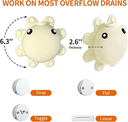 Bathtub Overflow Drain Cover - Tub Soak Bath Cover, Adds Inches of Water for Deeper Bath (White)