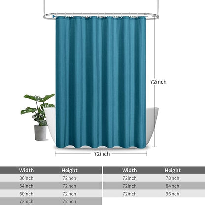 2-in-1 Waterproof Fabric Shower Curtain or Liner,Linen Textured,Breathable TPU & Washable Bathroom Shower Curtain Set with 12 Plastic Hooks,Modern,72"x72" Oceanblue