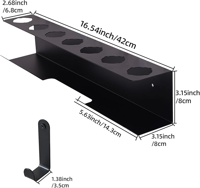 Dyson Airwrap Holder, Aluminum Dyson Airwrap Wall Mount Black with 7 Custom Slots & Cable Hook, Dyson Organizer Wall Mounted for Bathroom BANJEKT