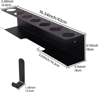 Dyson Airwrap Holder, Aluminum Dyson Airwrap Wall Mount Black with 7 Custom Slots & Cable Hook, Dyson Organizer Wall Mounted for Bathroom BANJEKT