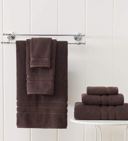 Veteran Textile LLC - 6 Pieces-Turkish Cotton - Luxury Towel Set for Bathroom & Kitchen, 2 Bath Towels, 2 Hand Towels & 2 WashCloths *Valued $79.99* (Dark Chocolate)
