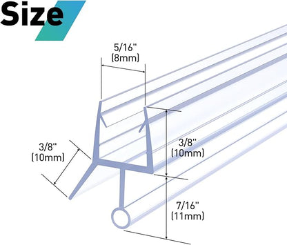 Shower Door Bottom Seal,2 PCS 5/16" X 36" Shower Sweep for 5/16 Inch Glass,Frameless Glass Seal Strip to Seal 11mm Gap,Stop Shower Leaks and Create a Water Barrier