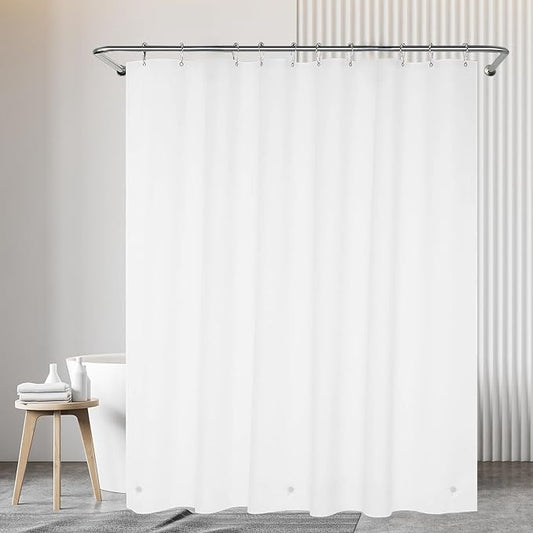 White Stall Shower Curtain Liner 60 x 72 inch Plastic Shower Liner Washable Inside Small Shower Curtain Liner PEVA Shower Curtains for Bathroom with Magnets and Rustproof Metal Grommet Holes