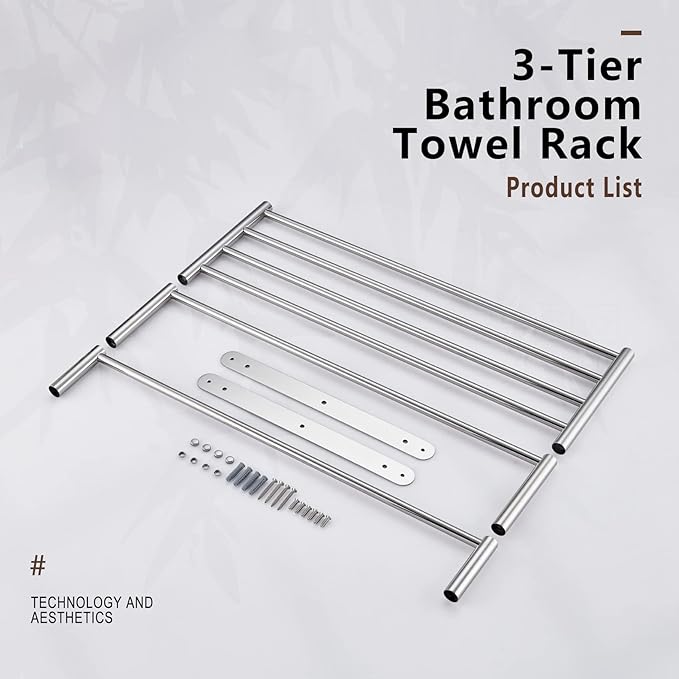 KOKOSIRI Storage Organizer Shelf Wall Mounted Double Towel bar with Shelf Bathroom Towel Rack Double Towel Rack, Polished Chrome, B5003CH