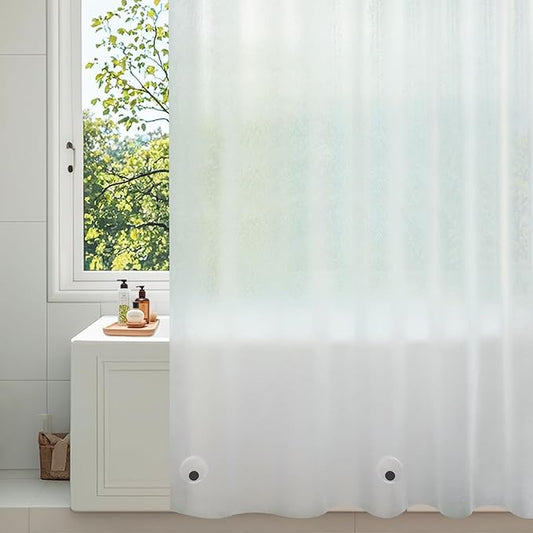 Waterproof Frosted Shower Curtain Liner Extra Tall 72 x 90 Inch, Bpa-Free EVA Shower Liner with 3 Extra-Large Magnets, 3D Silk Plastic Bathroom Shower Curtain Long Translucent for Privacy
