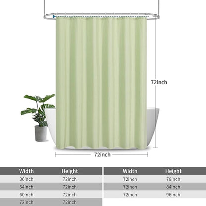 2-in-1 Waterproof Fabric Shower Curtain or Liner,Linen Textured,Breathable TPU & Washable Bathroom Shower Curtain Set with 12 Plastic Hooks,Modern,72"x72",Green