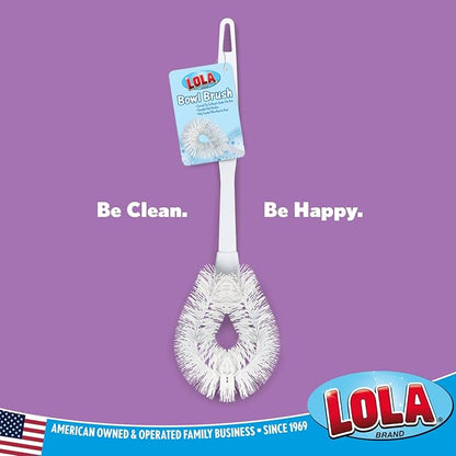 LOLA Toilet Bowl Brush w/Curved Head, 3 Pack, Coated Wire, Durable Poly Bristles, Reaches Under Toilet Bowl Rim