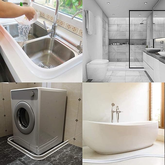 78Inch Collapsible Shower Threshold Water Dam 2" High Shower Barrier Water Stopper 2" Tall Shower Water Guard To Keep Water In Shower Dry And Wet Separation Bathroom Wheelchair Accessible