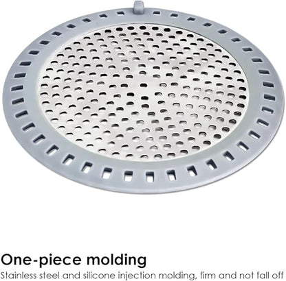 2PCS Shower Drain Hair Catcher, Shower Drain Strainer, Stainless Steel with Silicone Edging, 4.75 Inch Diameter