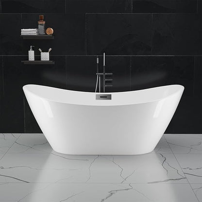 67 Inch Acrylic Freestanding Bathtub, Soaking Bathtub with Matte Drain and Overflow, Modern Square Tub with Deep Ergonomic Design, Double-Walled Insulation for Bathroom Relaxation, cUPC Certified