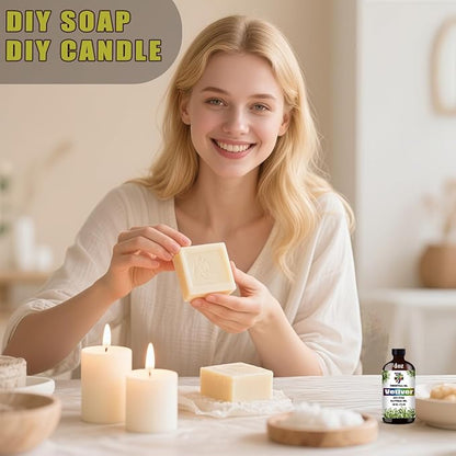 Vetiver Essential Oil (4 oz/120 ml) — Vetiver Oils for Aromatherapy, diffusers, humidifiers, Home fragrances, DIY Skincare, soap Making, DIY Candle Making, Relaxation, Yoga, and Meditation