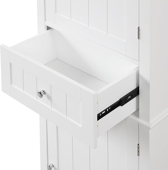 Favfurish 68" Tall Bathroom Storage Cabinet with Doors and Drawer,Modern Linen Cabinets w/Adjustable Shelf and Anti-Toppling Device,Freestanding Organizer for Bath Room,Study,Office,Kitchen White