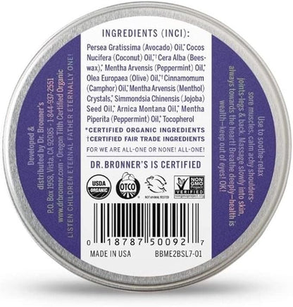 Dr. Bronner's - Organic Magic Balm (Arnica-Menthol, 2 Ounce) - Made with Organic Beeswax and Organic Hemp Oil, Relieves and Relaxes Sore Muscles and Achy Joints, Moisturizes and Soothes Dry Skin
