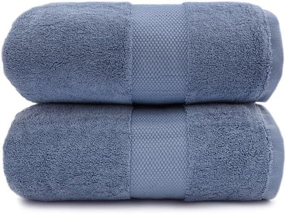 Maisonette Elegance 100% Organic Cotton Turkish Bath Towels, Soft & Absorbent, Ideal Quick Dry Large Bathroom Towel Set for Shower (30" x 58", 2 Pack) - Dark Blue (Mineral)