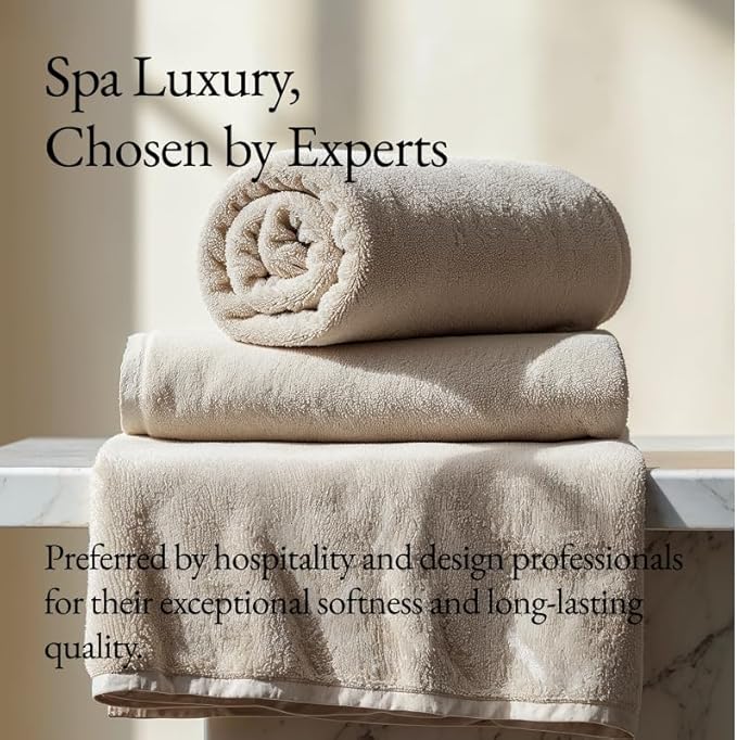 Italic Ultraplush Luxe 6 Piece Towel Set – 2 Bath Sheets, 2 Hand Towels, 2 Washcloths – 800GSM Soft, Highly Absorbent & Quick Drying, Resort Grade 100% Australian Cotton Towels (Sand)