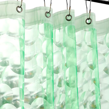 Ga-Geetopia EVA 3D Green Pearl Water Cube Plastic Shower Curtain Liner - Premium Lightweight 72" x 72" Bathroom Shower Showroom Curtain Liner with Rustproof Metal Gromments and Weighted Magnet