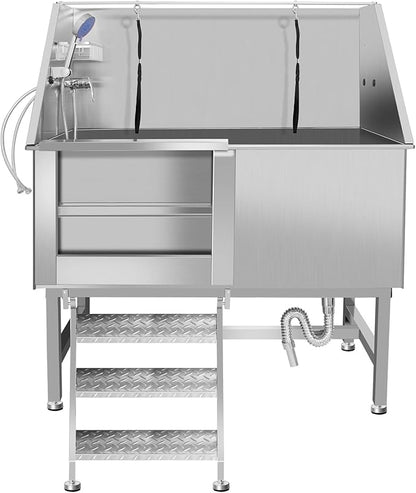 Dog Washing Station Large Dogs Grooming Tub Professional Stainless Steel Dog Bathtubs Bathing Tub Pet Washing Station For Home With Steps
