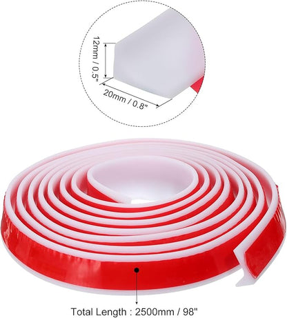 uxcell 98 Inch Collapsible Shower Barrier Stopper Water Splash Guard Blocker 98"Lx0.8"Wx0.5"H for Bathroom Kitchen Wet and Dry Separation, White