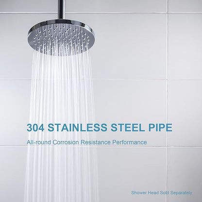 OFFO Shower Arm with Flange, 3 in Ceiling Mount Replacement Rain Shower Head Straight Arm Ceiling-Mounted For Fixed Shower Head & High Pressure Rain, Chrome