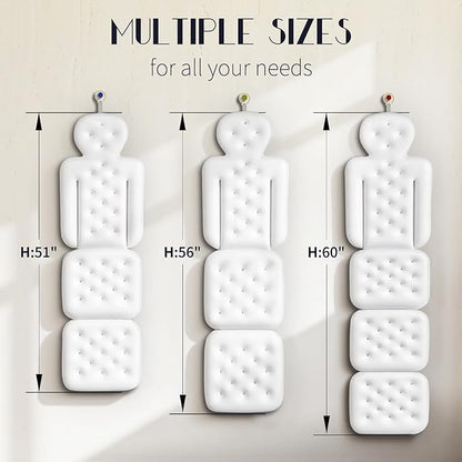 Full Body Bath Pillow for Bathtub, Thick Bathtub Cushion with Laundry Bag, Luxury Tub Pillow for Bath for Headrest Neck and Back Support White 60" x 16"