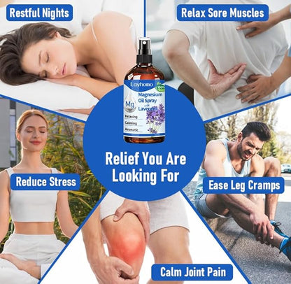Magnesium Oil for Feet,Pure Magnesium Spray for Sleep,Liquid Topical Athletes Foot Spray Soothing Sore Muscles,Relaxing Leg Cramps Pain Ultra Concentration with Lavender Oil - 200ML