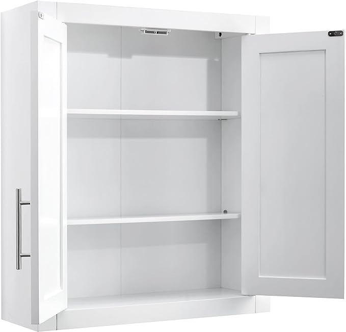 Crosley Furniture Savannah Wall Mounted Bathroom Storage Medicine Cabinet with Shelves, White
