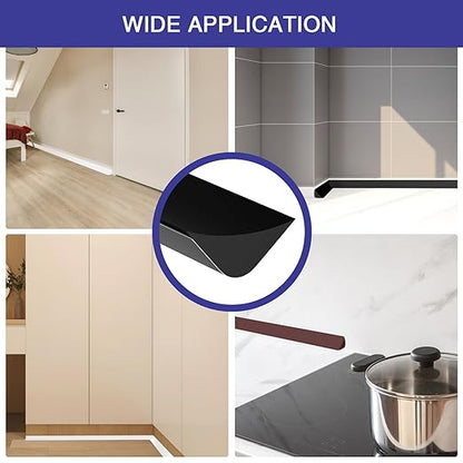 Flexible Molding Trim, Flexible Bendable Adhesive Caulking Strip, Molded Trim, Peel and Stick Home Decorative Edge for Bathroom, Kitchen, Floor, Wall (Black, 0.83in x 0.24in x 10ft)