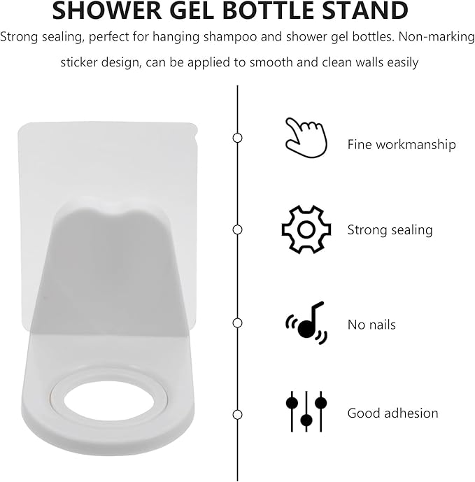 10Pcs Adhesive Hanging Storage Rack Wall-Mounted Shower Gel Bottle Holder Multi-Purpose Bathroom Hook Rack for Shower Accessories Organizer