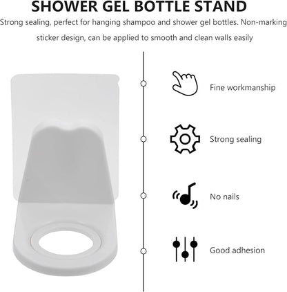 10Pcs Adhesive Hanging Storage Rack Wall-Mounted Shower Gel Bottle Holder Multi-Purpose Bathroom Hook Rack for Shower Accessories Organizer