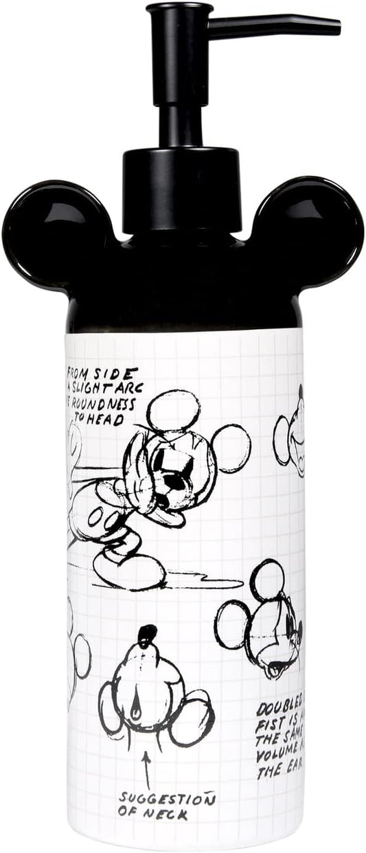 Disney Mickey Mouse Ceramic Soap Dispenser – White Hand Soap Dispenser or Lotion Pump, Bathroom Decor and Kitchen Accessories – Officially Licensed Disney Home Decor
