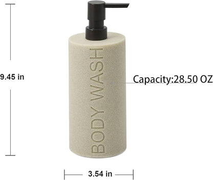 Resin Tan Sandstone Body Wash Engraved Bottle Refillable Pump Dispenser, Durable Waterproof Resin Construction for Bath, Shower - Tan Sandstone, ORB Pump