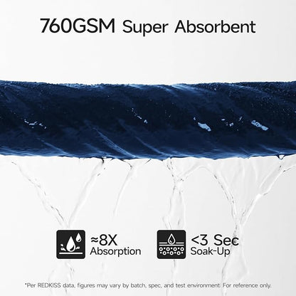 REDKISS Luxury 100% Cotton 8 Piece Bath Towel Sets, 2 Bath Sheets (35x70 in), 2 Hand, 4 Washcloths, Super Absorbent & Quick-Dry Shower Towel for Bathroom Spa Gym Hotel Yoga - Blue