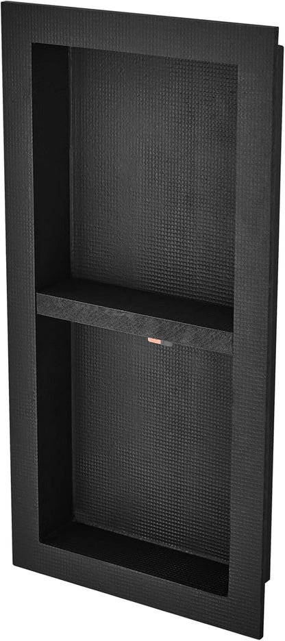 VEVOR Shower Niche Insert Tile Ready 16" x 32", Double Shelf Niche for Shower Wall Bathroom for Shampoo and Toiletry Storage, Black