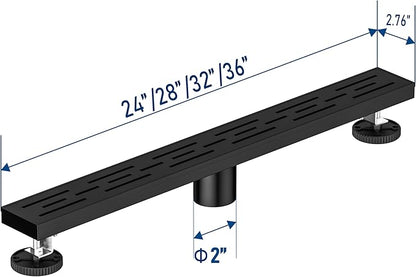 Neodrain 32 in Matte Black Linear Shower Drain, Rectangular Linear Shower Drain with Brick Pattern Grate, Brushed 304 Stainless Steel Bathroom Floor Drain