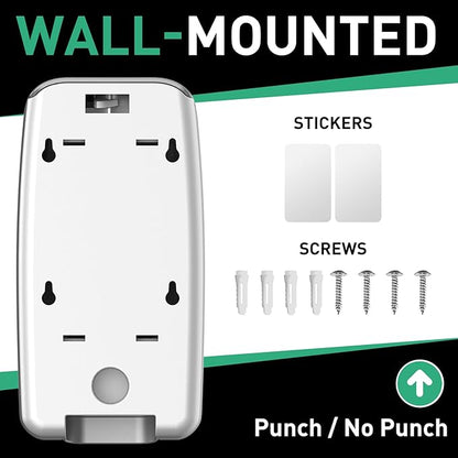 Commercial Soap Dispenser Wall Mount Manual Pump Hand Soap Dispenser 800ml Gel Liquid Hand Sanitizer Dispenser Self Adhesive for Home Bathroom (White)