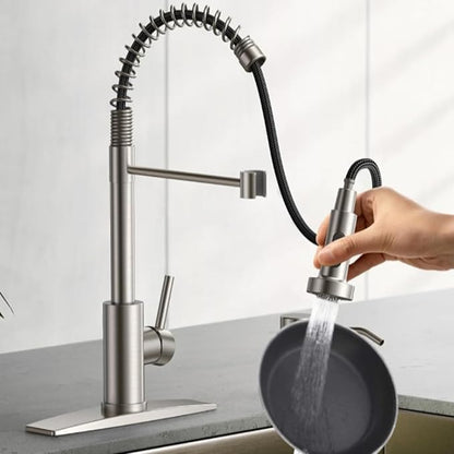 Smart Touch On Kitchen Faucet, 3 Modes Pull Down Sprayer, Sensor Activated, Ceramic Disc Valve, 360-Degree Rotation, 1 or 3 Hole Deck Plate. 10-Year Warranty. (KW-62SN,Brushed Nickel)