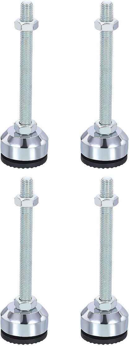 PATIKIL Furniture Leveling Feet 1.6" Dia Base M10 Thread, 4 Pcs Carbon Steel Adjustable Threaded Furniture Levelers Screw on Leg Levelers with Pads for Desk Chair Cabinet, Black
