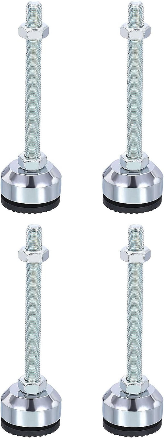 PATIKIL Furniture Leveling Feet 1.6" Dia Base M10 Thread, 4 Pcs Carbon Steel Adjustable Threaded Furniture Levelers Screw on Leg Levelers with Pads for Desk Chair Cabinet, Black