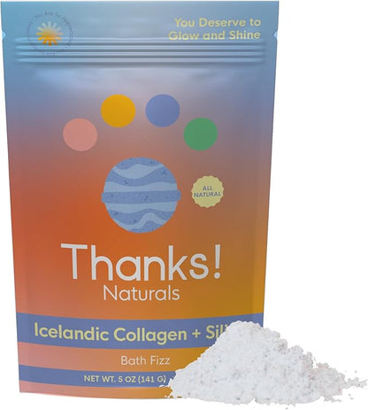 Bath Fizz, Icelandic Collagen + Silica, Vegan & Natural Bath Fizz with Shea Butter, Himalayan Pink Salt & Marine Collagen, Spa at Home, Self Care Essential, Multiple Baths, 4 OZ