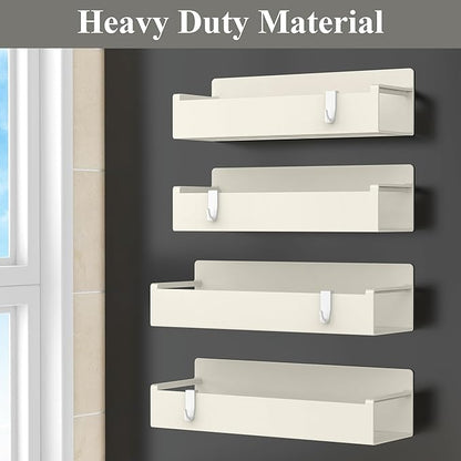 4 Pack Magnetic Spice Rack Organizer for Refrigerator and Oven, Cream White Fridge Organizers and Storage for Kitchen