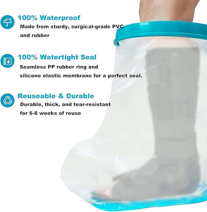 Non-Slip Extra Wide Waterproof Leg Cast Cover for Showering, Reusable Adult Extra-Large Size Half Leg Cast Protector, Cast Bag for Shower, Cast Cover for Showering Foot