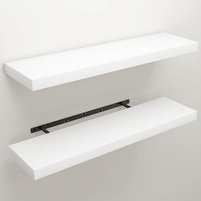 Floating Shelves for Wall, 9.3" Deep Wall Mounted Wood Shelves for Bathroom, Bedroom, Living Room, Kitchen, Hanging Shelf for Books/Storage/Room Decor (White, 36")