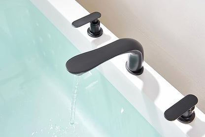 SITGES Classic Bathtub Faucet,2-Handle Oil Rubbed Bronze Tub Filler,3-Hole Widespread Roman Tub Faucet,High Flow Deck Mount Bath Tub Faucet with Valve Included